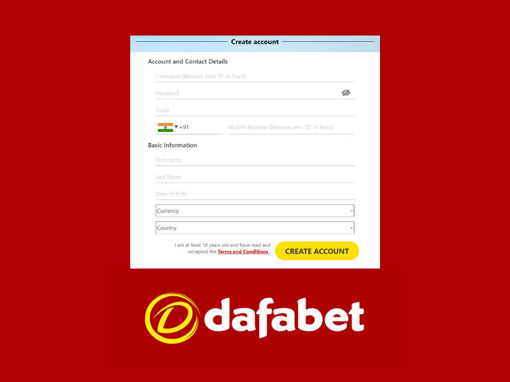 Create an account in the Dafabet app